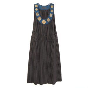 Arthur Mendonca Pleated Sleeveless Beaded Dress DG